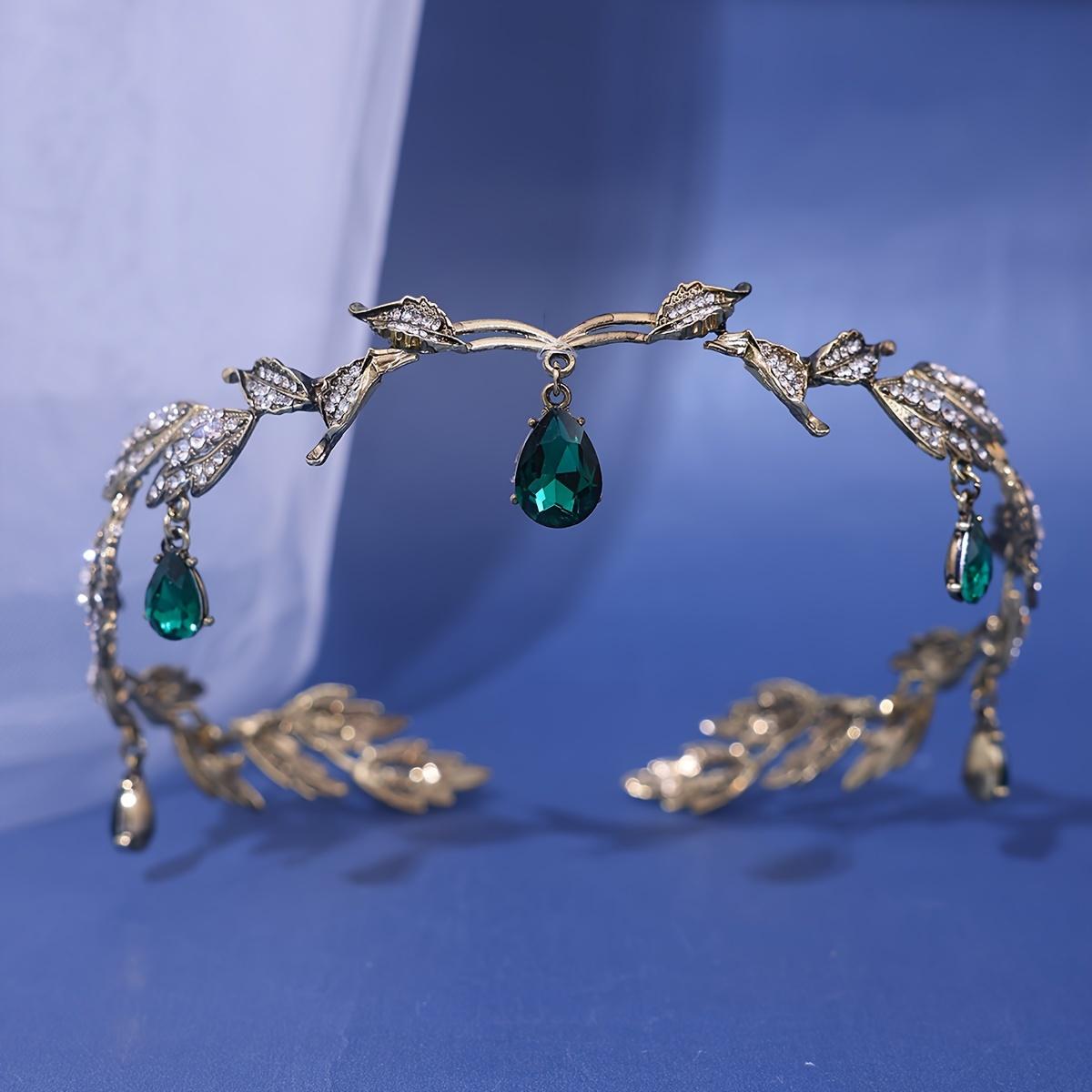 

Винтажная фея корона тиары хрустальные листья эльф тиара бандана аксессуары для волос для женщин бижутерия для волос