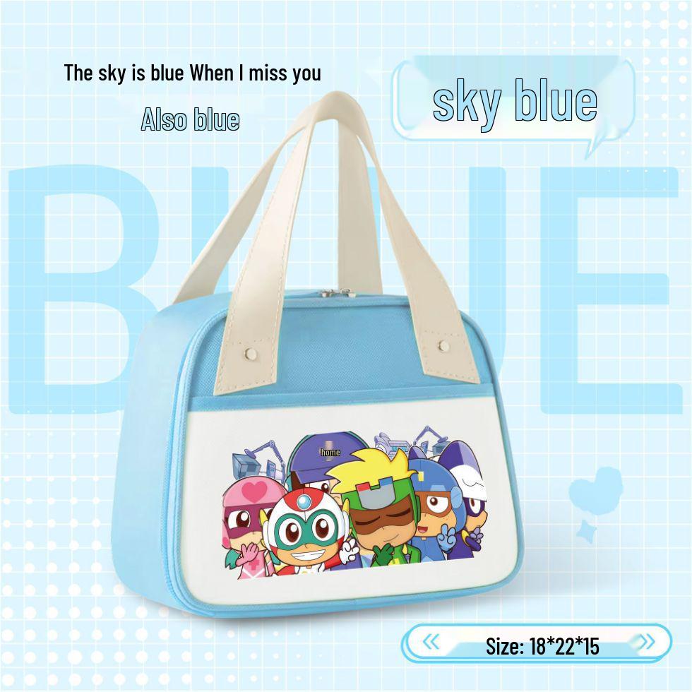 

Happy Hero Cartoon Lunch Bag - Large, Insulated, Thickened for Students & Office Workers, Heat-Preserving, Cute Design.