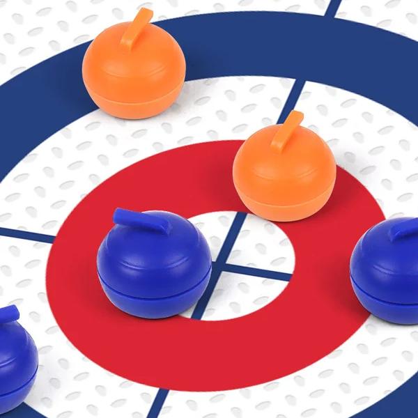 Çocuklar ve Yetişkinler için Aile Eğlencesi Masa Oyunları: Masa Üstü Curling Oyunu 8 Silindir ve Shuffleboard Diskleri ile