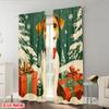 2pcs,2D Plane Printing Window Curtain Cute Dog Christmas Gifts Polyester Woven (without Rod) Holiday for Bedroom, Living Room,