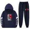 Mens Streetwear Hooded Sweatshirt Set Loose Fit Winter Warm Fleece Lined Casual Tracksuit