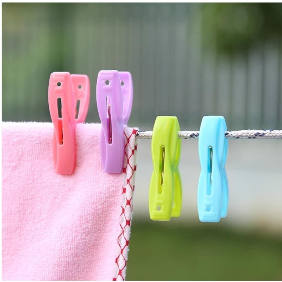 30 Pcs Clothes Pegs Pins With A Basket Colored Plastic Clothespins Durable Windproof Non-slip Laundry Bread Clip Cereal Clip