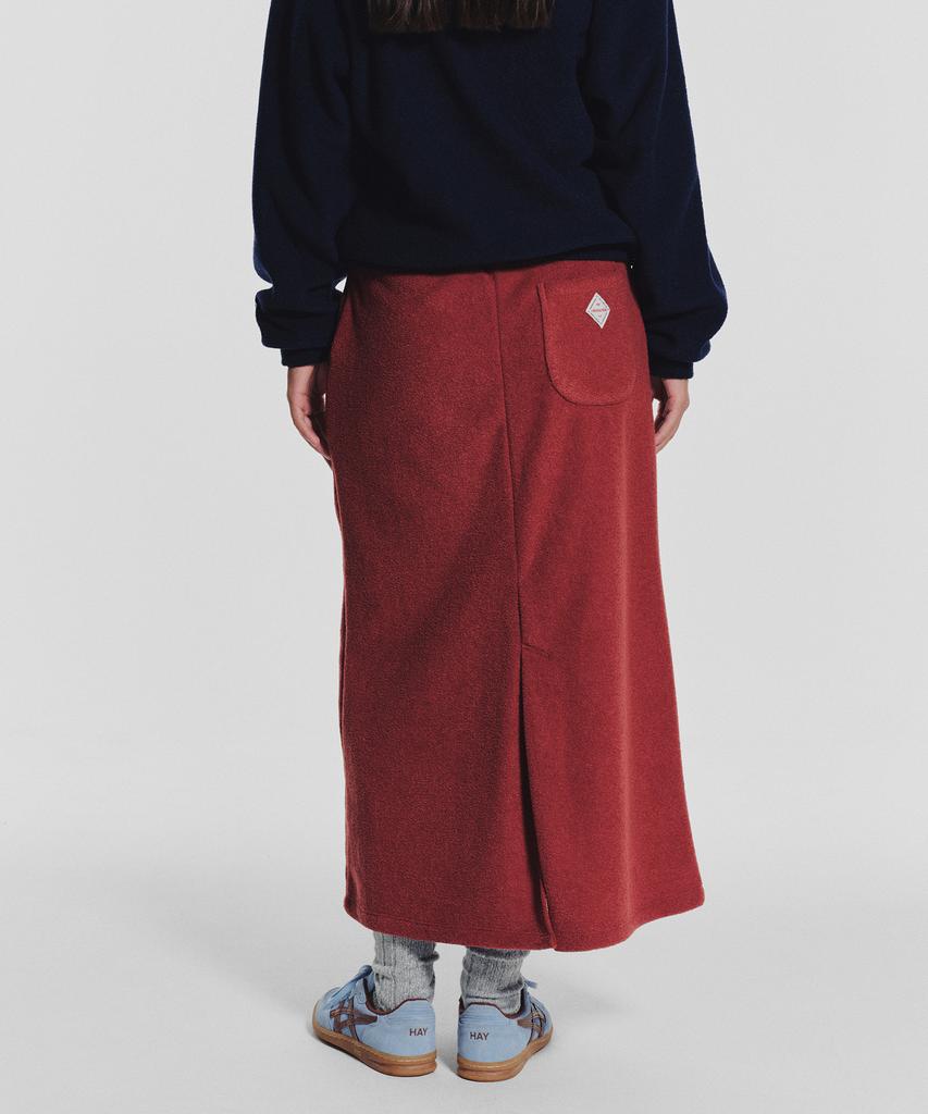 Minasu Terry Fleece Long Skirt_Red