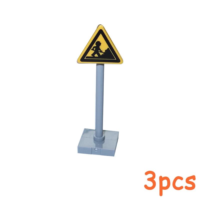 Non-Toxic Moc City Traffic Lights Road Signs Roadblock Signal Light Speed Limit Diy Building Block Scene Construction Minifigs Accessories