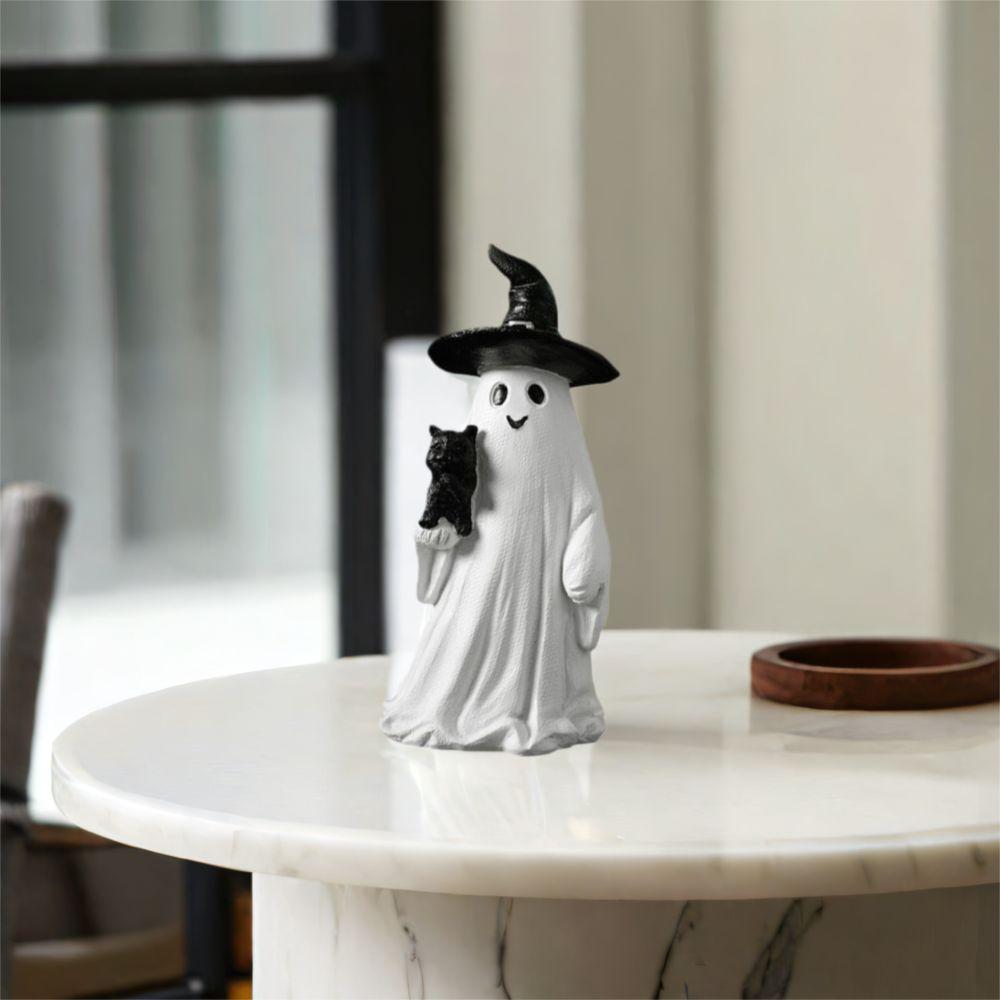 Resin Ghost Pumpkin Figurine Creative Small Sculpture Desktop Ornament  Bedroom