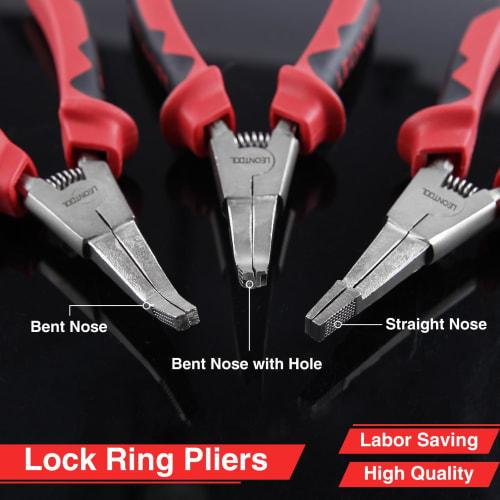 LEONTOOL Locking Ring Pliers, Automotive Locking Ring Pliers, C-Ring Pliers, Precision Retainer and Snap Ring Pliers for Shafts, Straight, Non-Slip, S