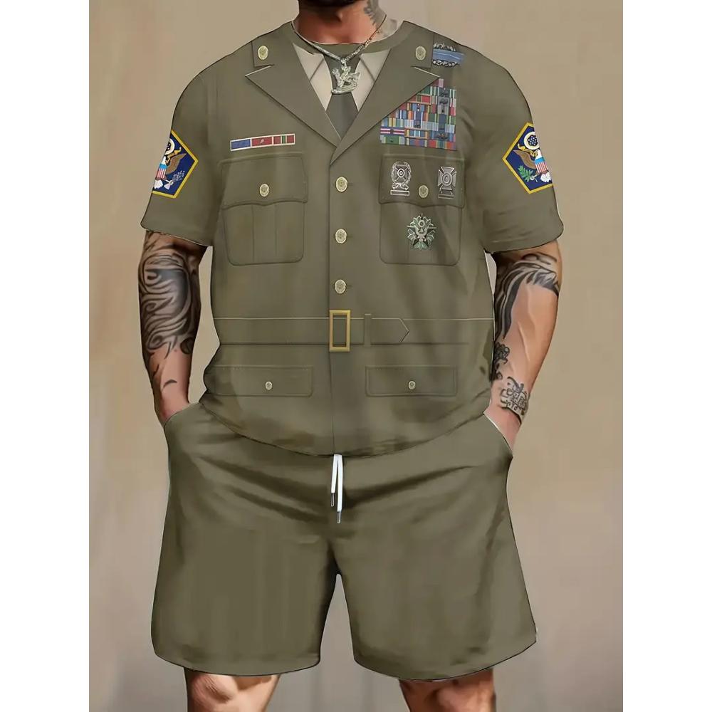 

Fashion Men s Short Sleeve Suit Casual Loose Printing Versatile Unisex Sports Clothing S