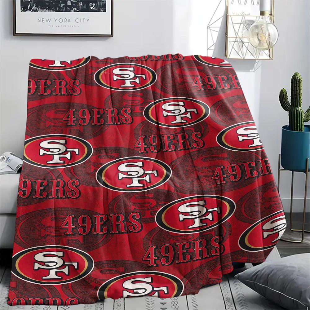 1Pc San Francisco 49ers Print Flannel Blanket, High quality Comfortable for All Seasons, Home Decor, Warmth and Comfort, Perfect for Gifts