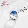 Party Jewelry Delicate 925 Sterling Silver Ring Lovely Triangle Shape Blue Crystal Inlaid Women Girl Engagement Jewelry