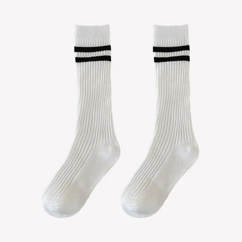 1 Pair Fashion School Sock for Kids Boy Girl Simplicity Solid Color Striped Calf Sock for ChildrenSpring Autumn Soft Cotton Sock