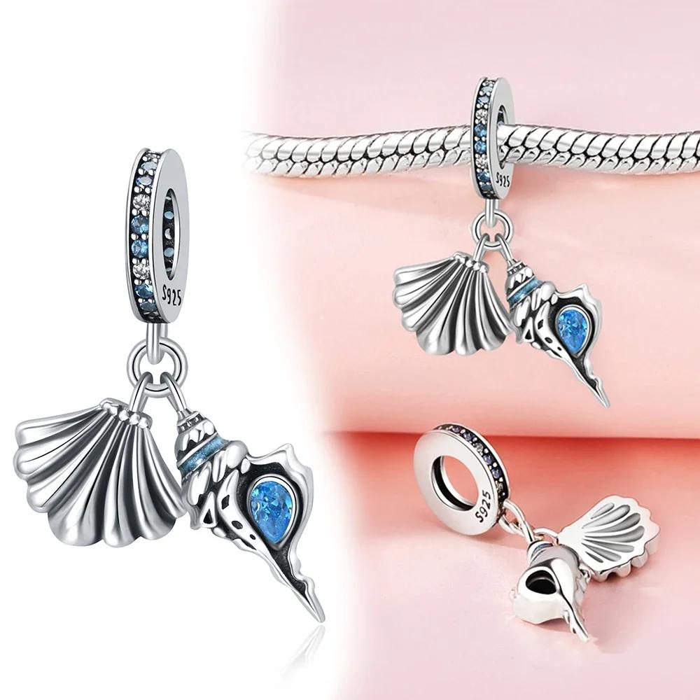 Charm Copper Ocean World Series Heart Fish Scale Pattern Gradient Epoxy Beads For Women'S Bracelet Diy Jewelry Gift