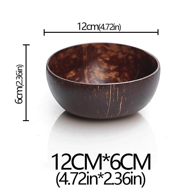 Coconut Shell Bowl Natural Old Coconut Shell Wooden Rice Bowl Spoon Fruit Product Dining Salad Storage Bowl Kitchen Tableware