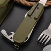 Multifunctional Outdoor Tableware Stainless Steel Foldable Fork Spoon Knife Picnic Camping Hiking Travelling Dinnerware
