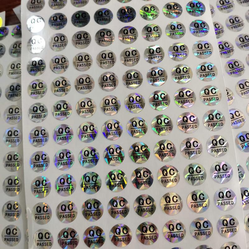 Round Waterproof Laser QC PASS Color-Changing Label - Self-Adhesive Quality Control/Inspection Sticker