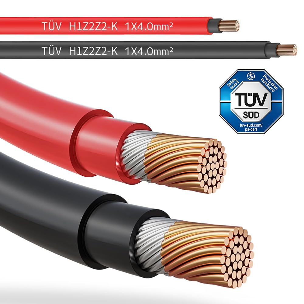 LVYUAN Solární kabel, 6sq 9AWG, Délka 10m, Cca. 64A Proud, 1500V(DC), MC4 Vodotěsné konektory IP68, pro prodloužení solárního panelu, se solárním kabelem