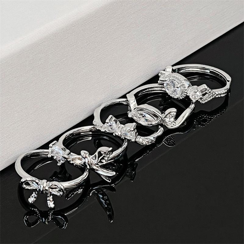 Light Luxury French High-End Open Ring Full Diamond Series Inlaid Micro-Inlaid Niche Design Simple Ring Women