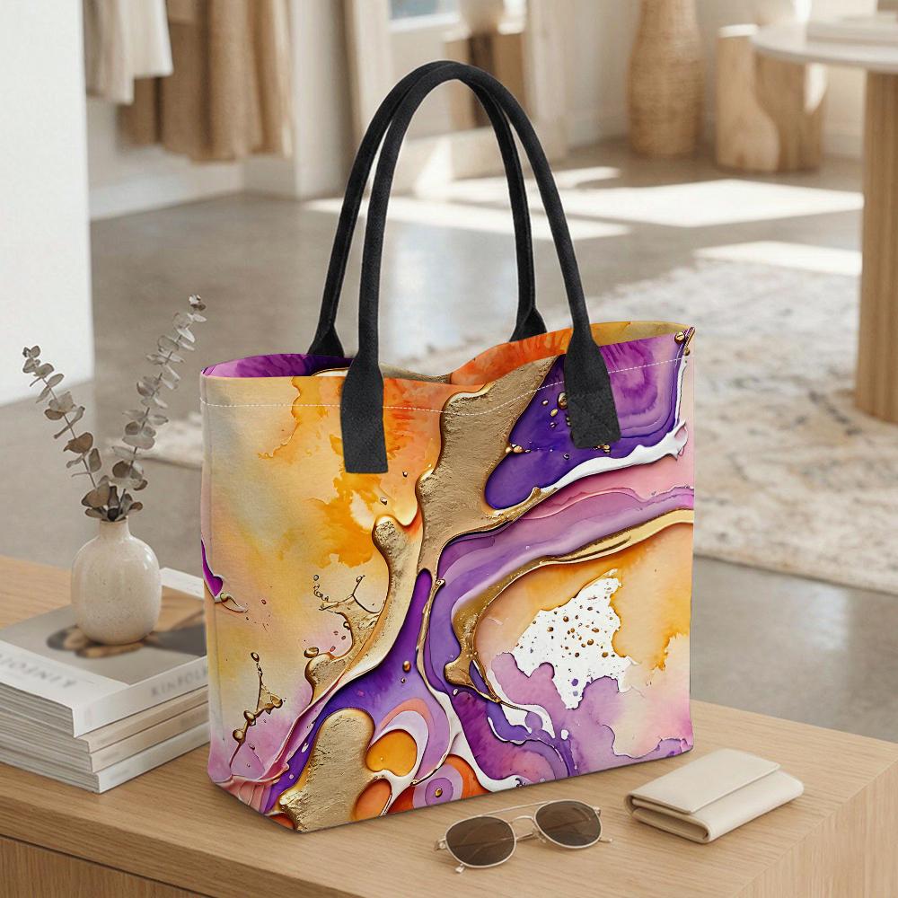 Abstract Print Tote Bag Fashion Large Capacity Daily Shoulder Handbag for Women