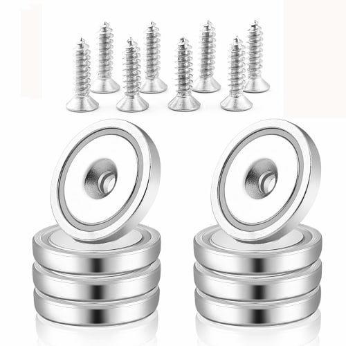 Cosego Super Strong Magnetic Hooks, 35kg, 32mm Diameter, with Holes and Screws, Strong Magnets, Compatible with Non-Magnetic Wood, for Kitchen, Office