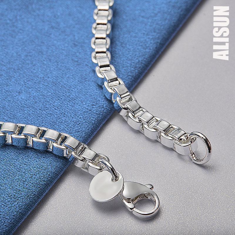 925 Sterling Silver Box Chain Smooth Side Bracelet Fashionable Wedding Jewelry