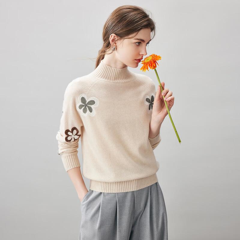 Kemengboka Women's 100% Cashmere Half-High Neck Sweater