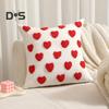 Valentines Day Throw Pillowcase 3D Heart Embroidery Short Plush Luster 45*45cm Hidden Zipper Closure Pillow Cover Bedroom Living Room Sofa Decoration