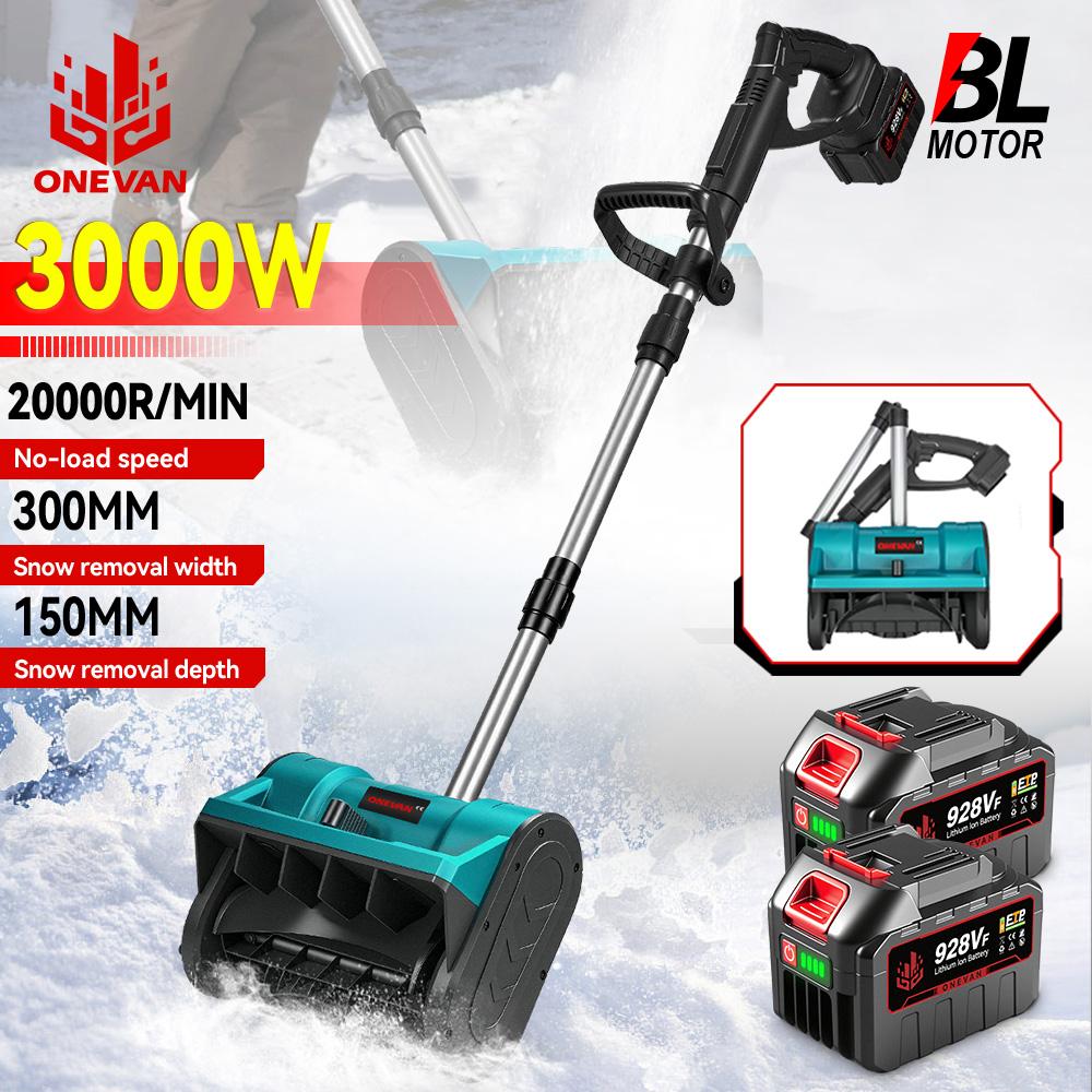 ONEVAN Bezkartáčová elektrická sněhová fréza 300 mm Akumulátorová sněhová radlice lopata Čištění ulic Zahrada Elektrické nářadí Pro Makita 18V Baterie Pin