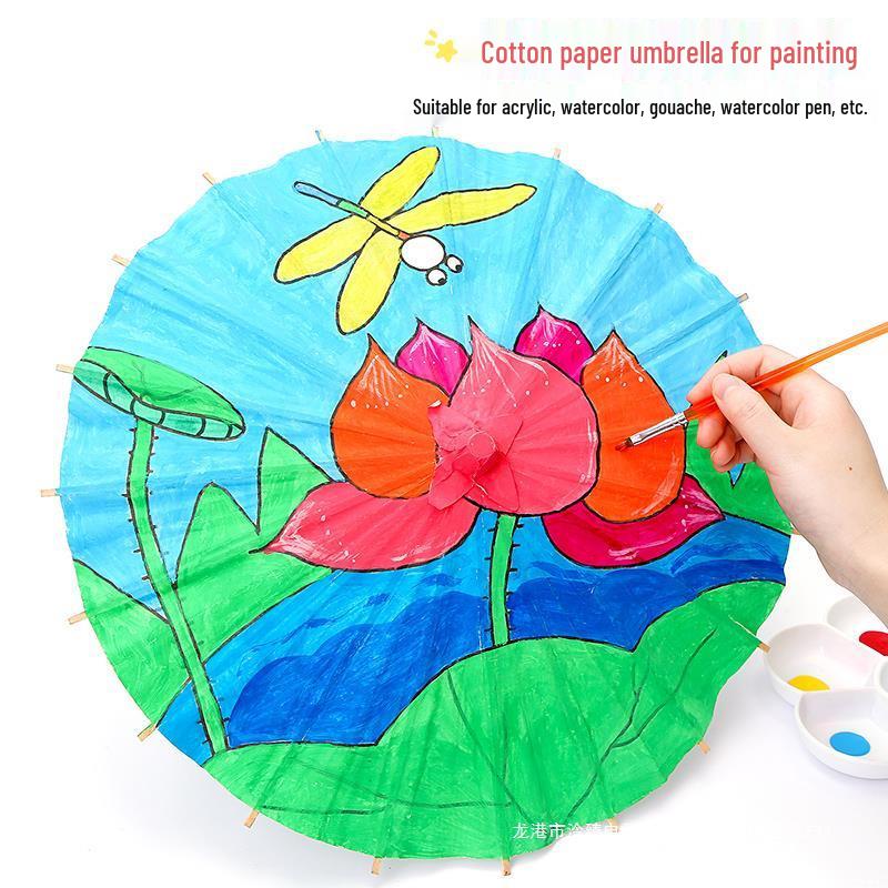 Handmade Children's Oil Paper Umbrella - Chinese Intangible Cultural Heritage, Small Flower Pattern, Ancient Style, Graffiti Material