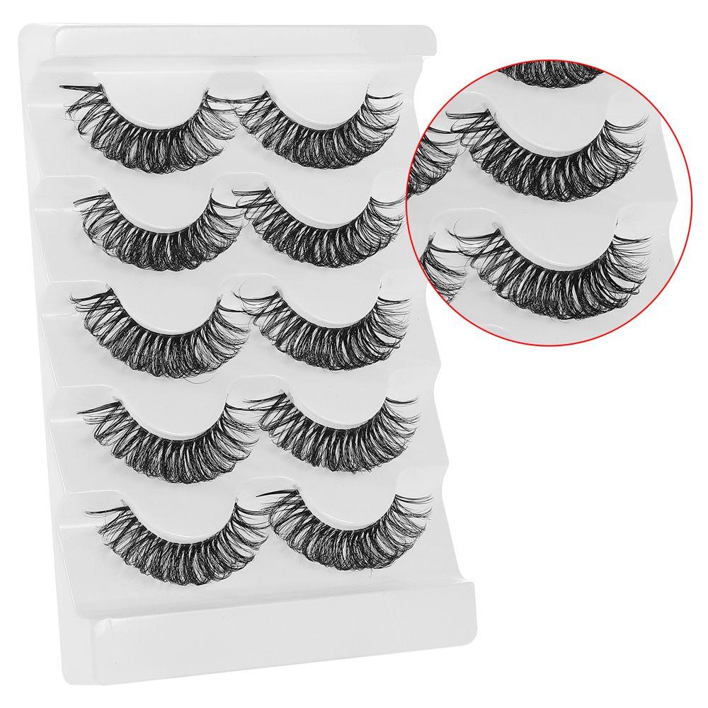 

5 Pairs Cat Eye Wispy Fluffy Clear Band Russian Strip Lashes False Eyelashes Eyelash Extension A4