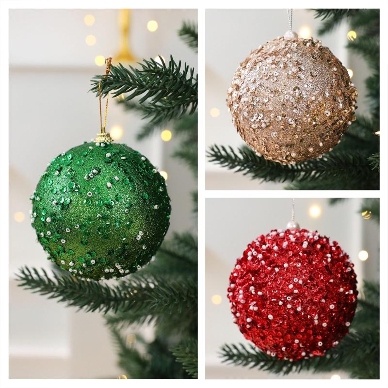 Reflective Foam Christmas Tree Decoration Pearls and Sequins Ball Feature Durable Portable Design Christmas Home Decoration