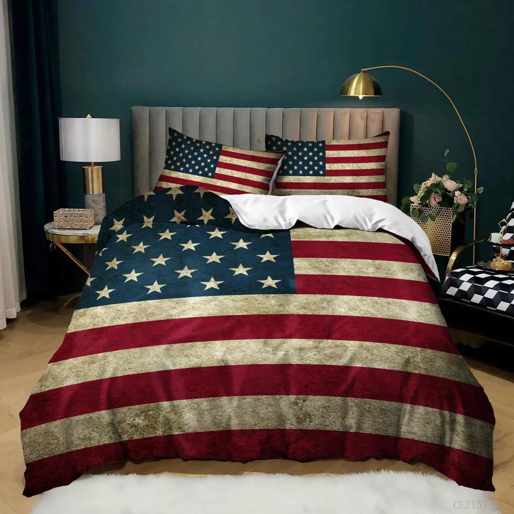 Juego de Funda Nórdica con Bandera Nacional Tamaño King Juego de Cama Creativo con Bandera Americana Para Adolescentes Adultos Microfibra Individual Doble Cubre Edredón
