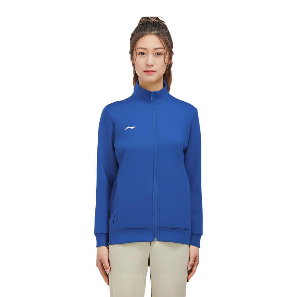 Li-Ning Einfarbige Logo-Strickjacke mit Stehkragen Sweatshirt Damen Sweatshirt Blau AWDUA76-4