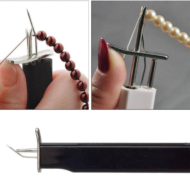 Enhebrador de Metal Conveniente Herramienta para Anudar Cuentas Herramienta para Enhebrar Perlas de Joyería Ayudante Práctico para Manualidades de Collares y Pulseras
