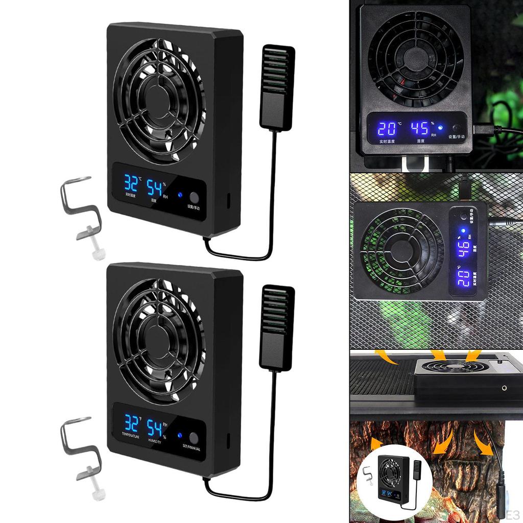 Reptile Ventilation Hygrometer with Humidity Control & High Noiseless Fan for Snake Bearded Dragon