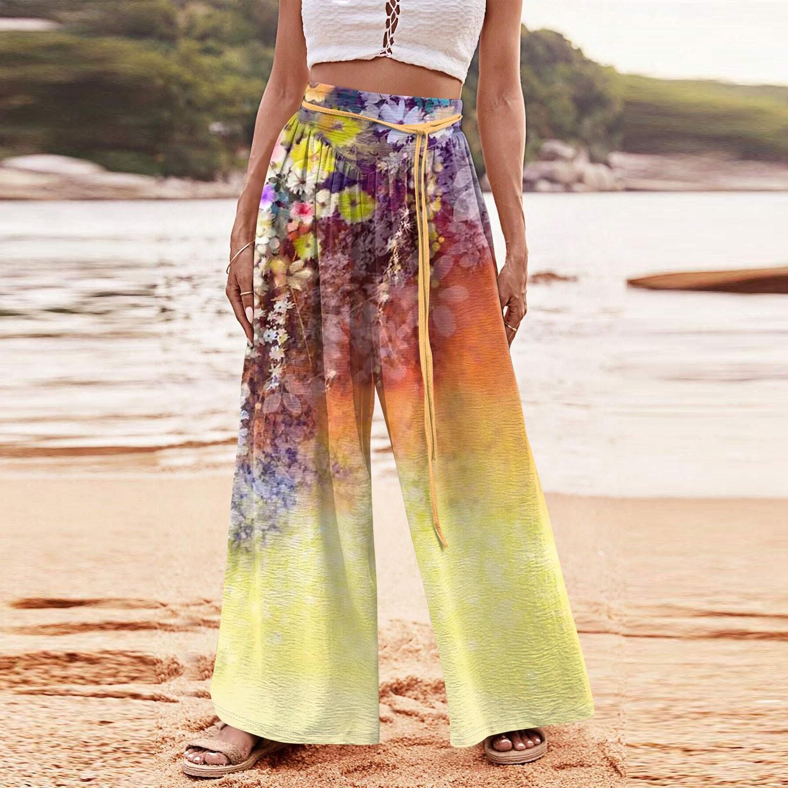 

Женские винтажные удобные домашние широкие брюки с эластичной резинкой на талии S оранжевый