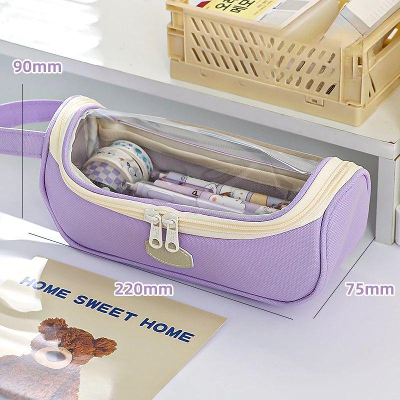 

Прозрачный пенал для учеников средней школы, очень большой пенал для школьников, простой пенал для школьников, высококачественные школьные принадлежности фиолетовый