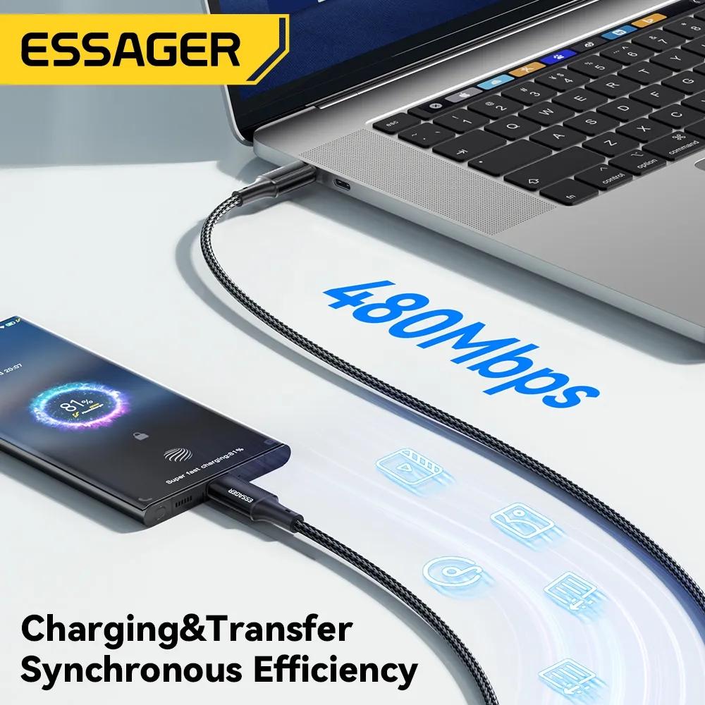 Essager Cabo Tipo C para Tipo C 100W PD Carregamento Rápido USB C para USB C Cabo Carregador C para C Fio Para MacBook iPad Xiaomi Realme POCO