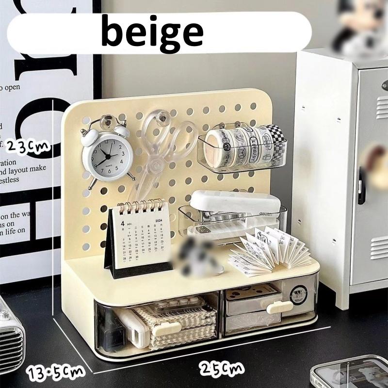 Desktop Perforated Board Storage Box With Drawer Stationery Organizer Sorting Rack Dormitory Office Pen Holder Cosmetics Storage