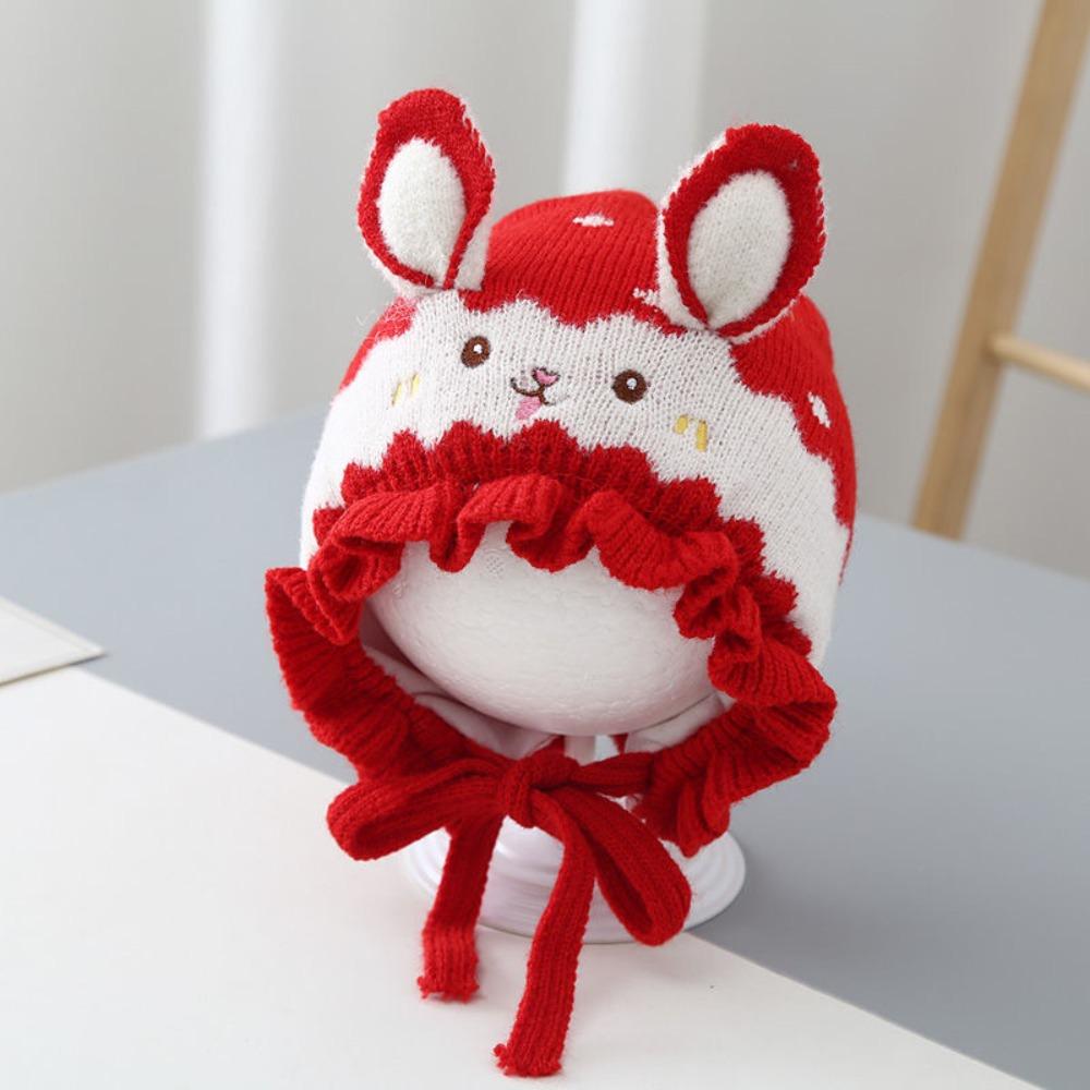 Rabbit Ear Infant Beanie Hats Solid Color Kids Pullover Cap Fashion Baby Knitted Hat Outdoor