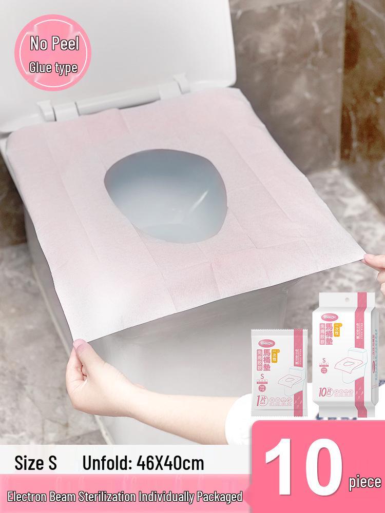 Thickened Disposable Toilet Seat Covers with No-Peel Adhesive – Ideal for Travel & Hotel Use