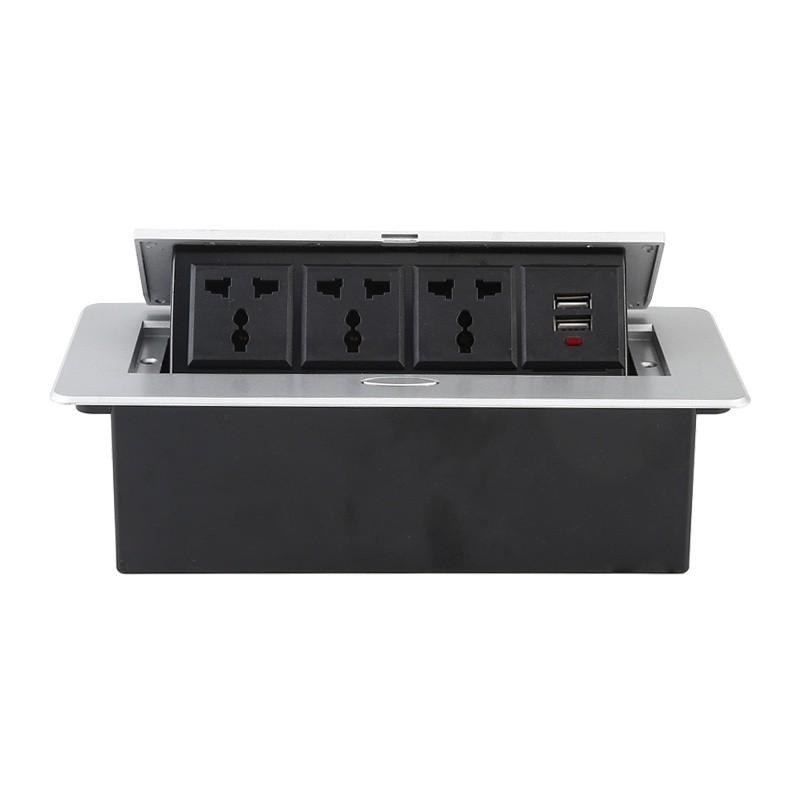 Household Countertop Universal Socket With USB Embedded Built-in Desktop Outlet Pop-UP Table Socket