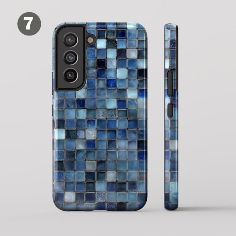 Hybrid Double-layer Phonecase Glass Mosaic Tile Phone Case for Samsung Galaxy S26 S25 Ultra S24 FE S23  Plus 5G Hard Shell