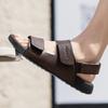 Summer Open Toed Sandals Men's Comfortable Top Layer Cowhide Latex Pad Slippers Fashionable Outdoor Men's Non Slip Beach Sandals
