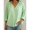JPNTKY Women's Fashion Casual Solid Color Print Long Sleeve V Neck Blouses & Shirts