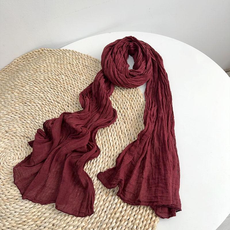 Thin Cotton And Linen Striped Scarf Literary And Versatile Soft Neck Protection Silk Scarf Women'S Travel Shawl