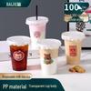 Baijie Einwegbecher für Milchshakes und Getränke mit Deckeln