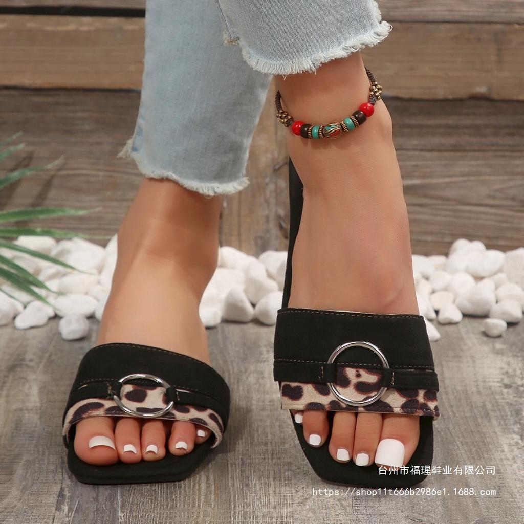 2025 European and American Large-size Fashion Cool Slippers Women's Shoes Outer Wear Summer Casual One-word Women's Slippers 36-43