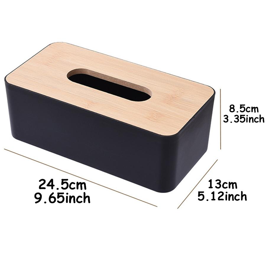 

24.5x13cm Rectangular Imitation Wood Tissue Box Detachable Plastic Tissue Holder Dispenser for Bathroom Living Room Office чёрный