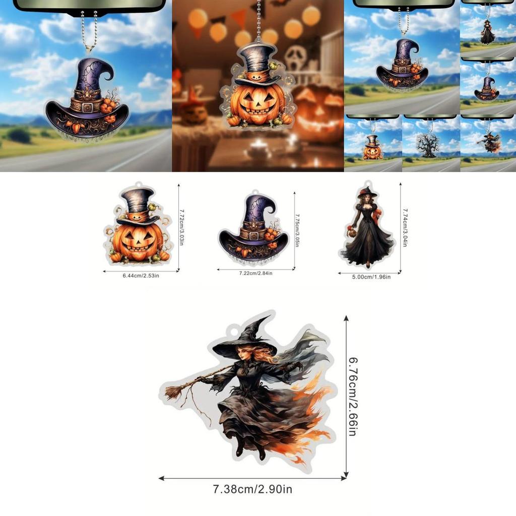 Stylish Retro Acrylic Car Hanging Ornament Gothic Design Perfect For Halloween Decor