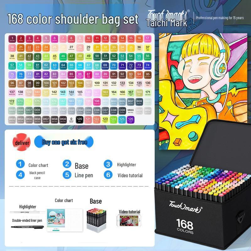 Set di Pennarelli Artistici a Doppia Punta - 120 Colori, Punta Dura, a Base Olio per Studenti