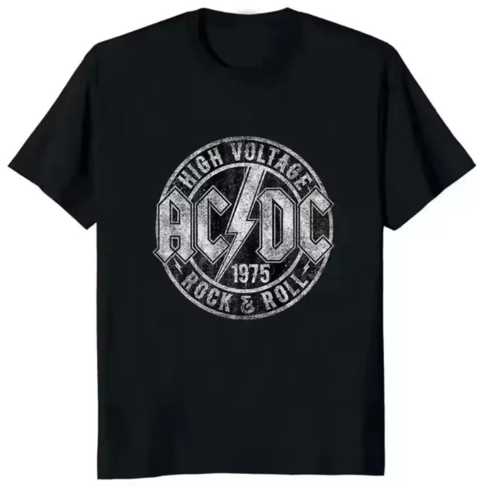 2025 Horký Výprodej Léto Dámské Bavlněné Legendární Kapela AC Power Up DC Černé Tričko Pánské Krátký Rukáv Cool Hip Hop Streetwear Tričko